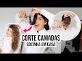 CORTANDO CABELO CACHEADO EM CASA *cortei muito* | por Jessica Melo