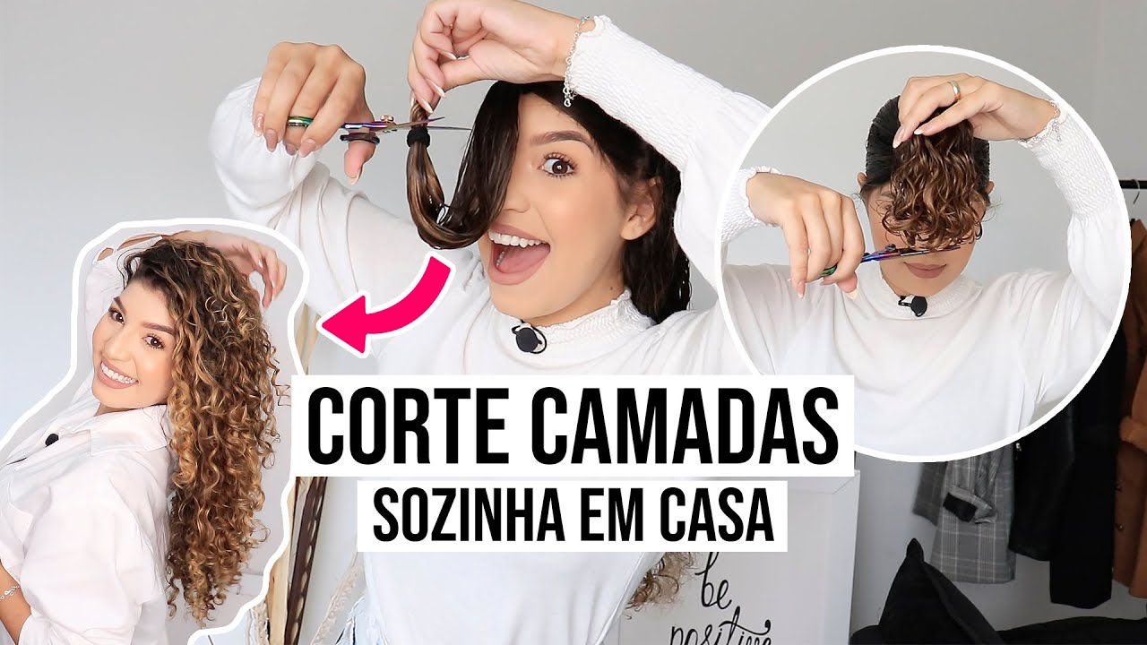 CORTANDO CABELO CACHEADO EM CASA *cortei muito* | por Jessica Melo