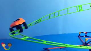 Some Knex Infinity Roller Coaster racing climbing slow motion fun action packed racing adventure