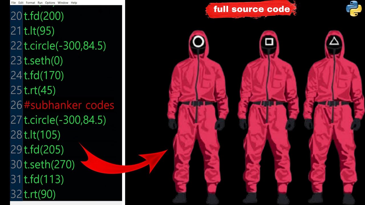 Making squid game soldiers using programming language | python turtle ...