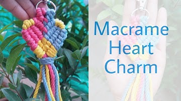 Macrame Heart Keychain with 3 Colors/ Heart Charm for bag / Macrame Keyring