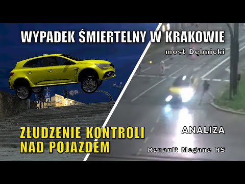 Analiza wypadku w Krakowie przy moście Dębnickim - Renault Megane RS: Symulacja.