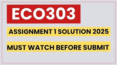 ECO303 ASSIGNMENT 1 SOLUTION FALL 2025