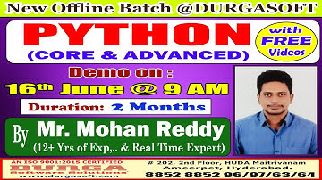 PYTHON (CORE & ADVANCED) Offline Training @ DURGASOFT