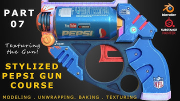 How to make a stylized gun weapon in blender | substance painter | Part-07 | texturing