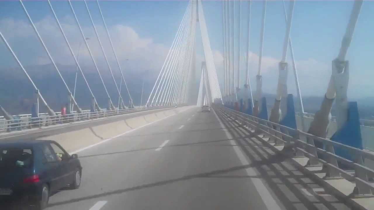 Rio-Antirio Bridge Driving on the Bridge view 720HD (Patra Greece) / Charilaos Trikoupis Bridge