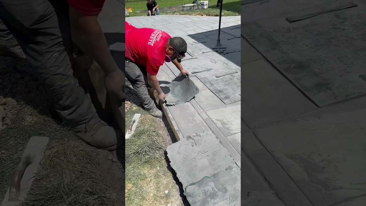 Creating our stamped concrete borders!