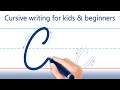 How to write english letter c cursive writing for kids and beginners handwriting practice