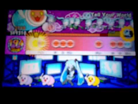太鼓の達人、演奏もーど。TellYourWorld初音ミクー音色、太鼓