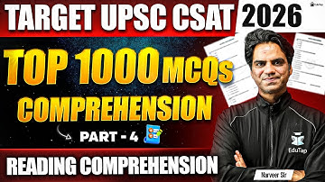 UPSC CSAT 2026 Free Classes | UPSC IAS Prelims English Reading Comprehension Passages Practice MCQs