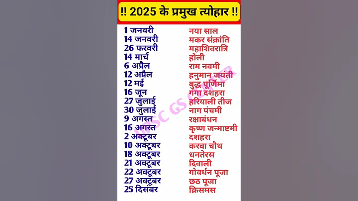 2025 के त्यौहार की तारीख || कैलेंडर 2025 || 2025 Festival Name and date || पर्व | Festival list