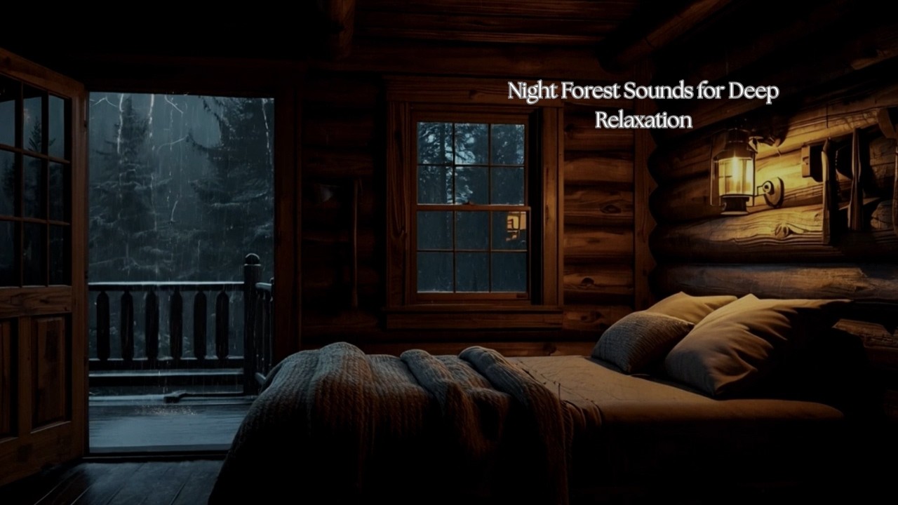 Extreme Rainstorm in Wooden Cabin 🌧️ Night Forest Sounds for Deep Relaxation