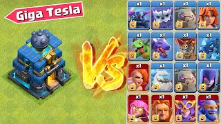*Max* Giga Tesla vs All Max Troops - Clash of Clans