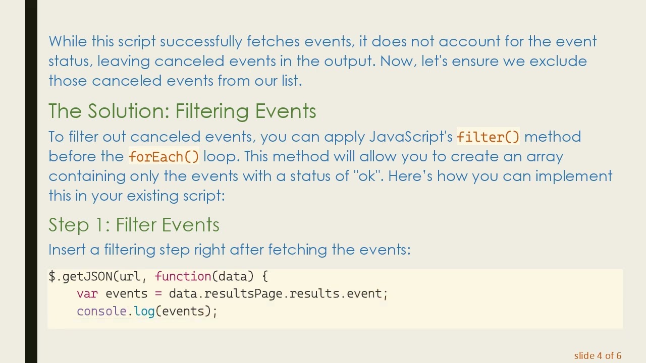 Exclude Canceled Events from JSON to HTML