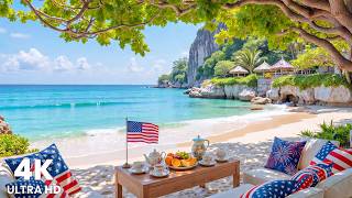 A Peaceful 4th of July Escape 🇺🇸 Summer Beach Ambience - Soft Piano Music with Ocean Waves for Focus screenshot 4