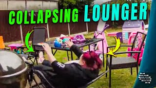 Sun Lounger Collapses, Tipping Sitter Backwards