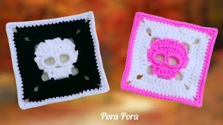 Crochet Skull Granny Square I Halloween Crochet I Crochet Halloween Decorations