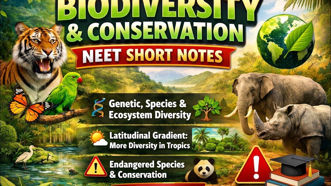Biodiversity & Conservation in 15 Minutes 🔥 | NEET Biology Short Notes 