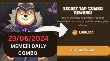 Memefi Secret reward combo | Today June 23 memefi daily combo | Memefi 2,000,000 coins code #memeFi