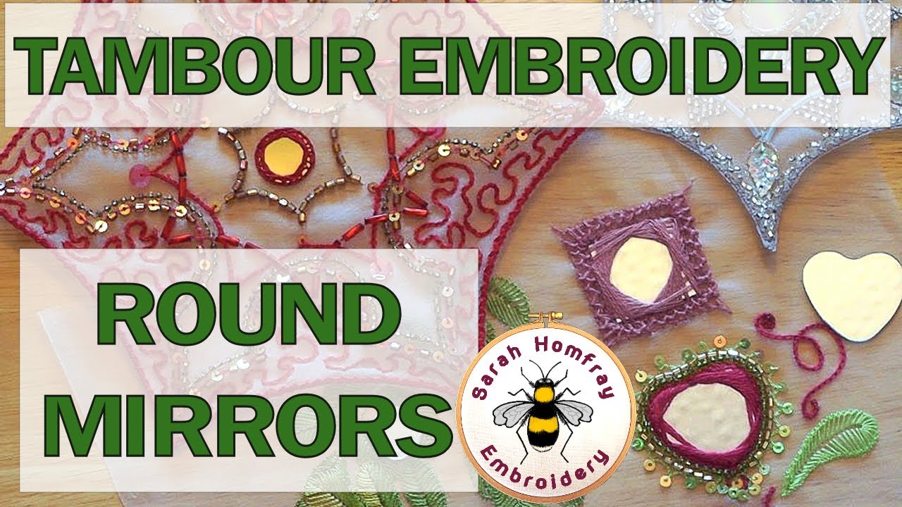 Tambour embroidery - stitching circular shisha mirrors