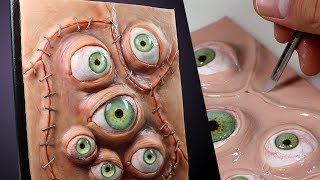 SO REALISTIC! Sculpting a Fleshy Sketchbook Cover + Eye Tutorial - Polymer Clay | Ace of Clay