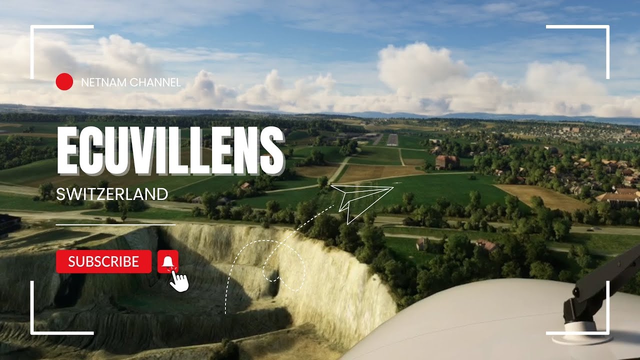 Landing in Ecuvillens Switzerland | LSGE Fribourg Ecuvillens Airport  