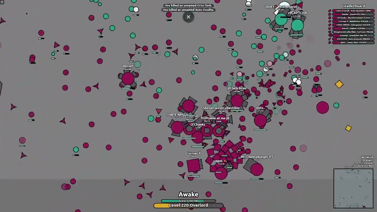 PRO OVERLORD PLAYER COMPLETELY MOLESTS THREE HUNTERS!!! (SHOCKING ARRAS.IO GAMEPLAY)