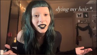 dying my hair blue  (very chaotic)