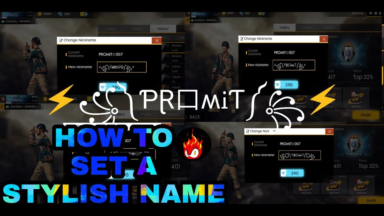 How To Create A Super Stylish Name For You In Garena Free Fire How To Change Name Details Video Youtube