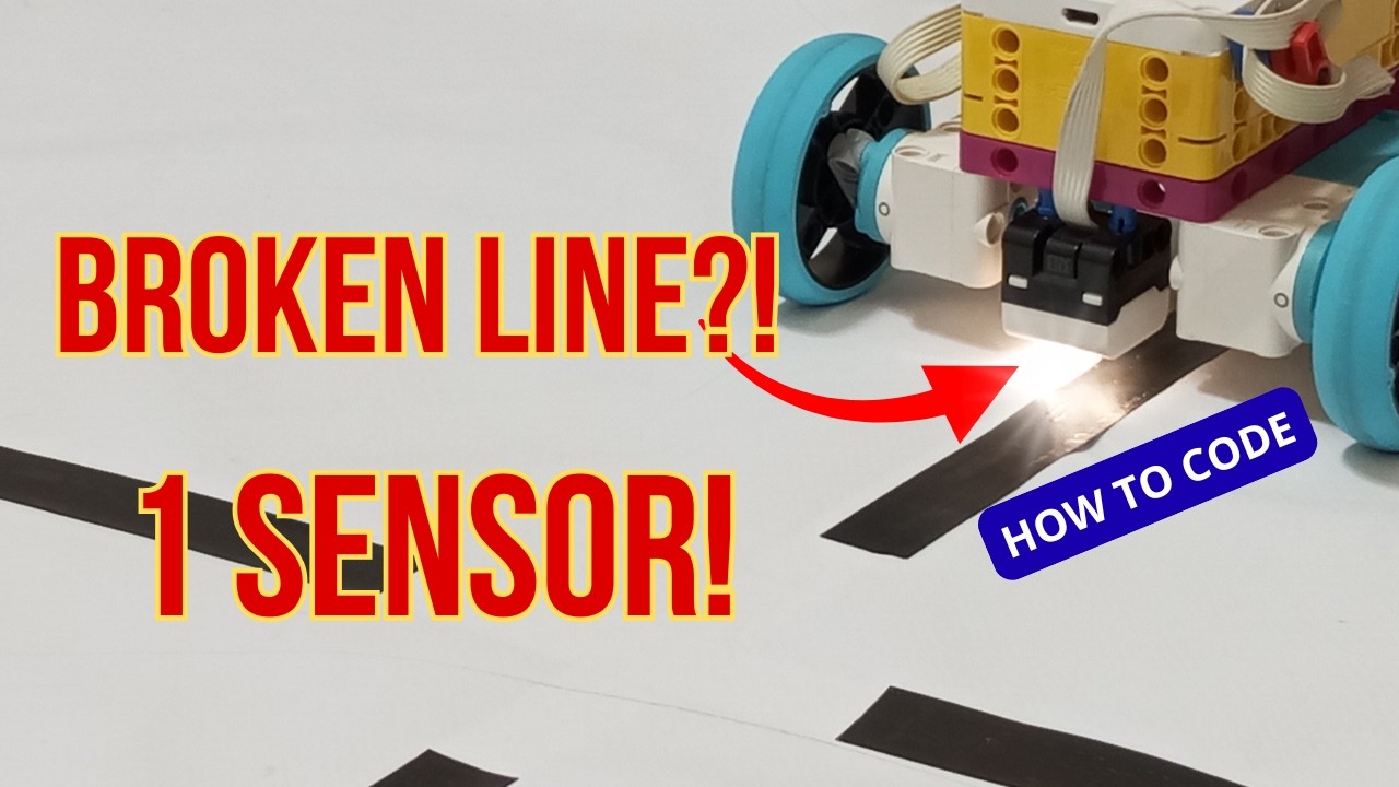 Spike Prime Line Follower That Crosses Broken Lines with ONE Sensor! # ...