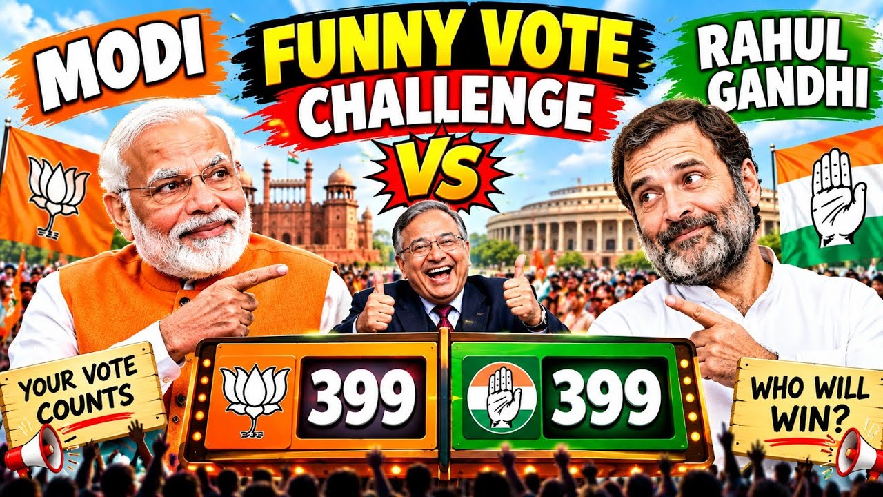 Modi vs Rahul Gandhi | Funny Vote Challenge | दोनों के बराबर 399 सीट