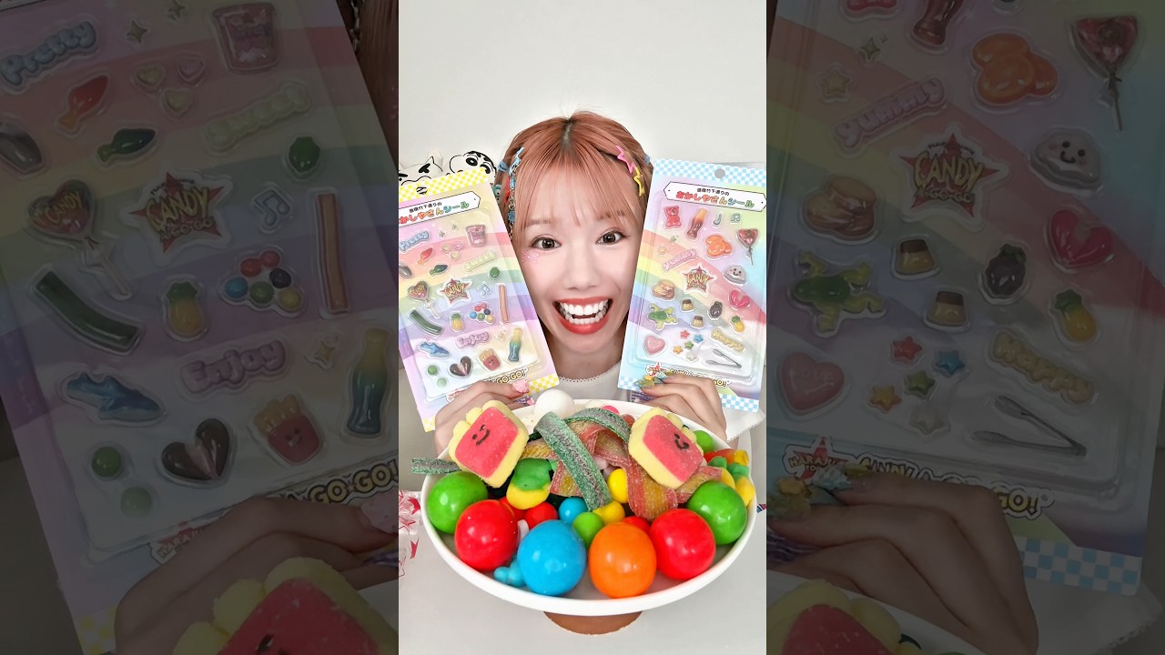 量り売りお菓子屋さんのシールとお菓子🍭💕#asmr #量り売りお菓子