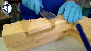 Schadstelle oder Morsches Holz reparieren mit Passstück & RENOFLEX Orange | RENOVAID