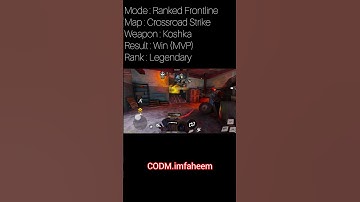 Legendary MVP 🏆 | Frontline on Crossroad Strike with Koshka | CODM