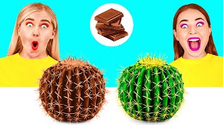 الغذاء الحقيقي مقابل الغذاء الشوكولاته التحدي | المأجورون المطبخ مضحك TeenTeam Challenge