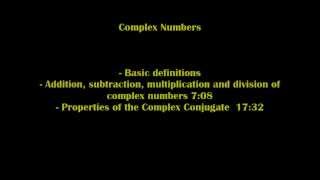 Lecture 1 - Complex numbers, introduction