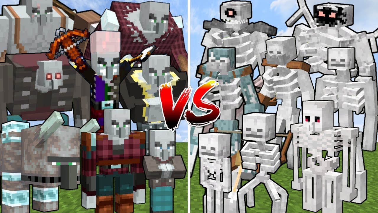 ALL MINECRAFT MUTANT SKELETONS vs ALL MINECRAFT MUTANT ILLAGERS | Minecraft Mob Battle