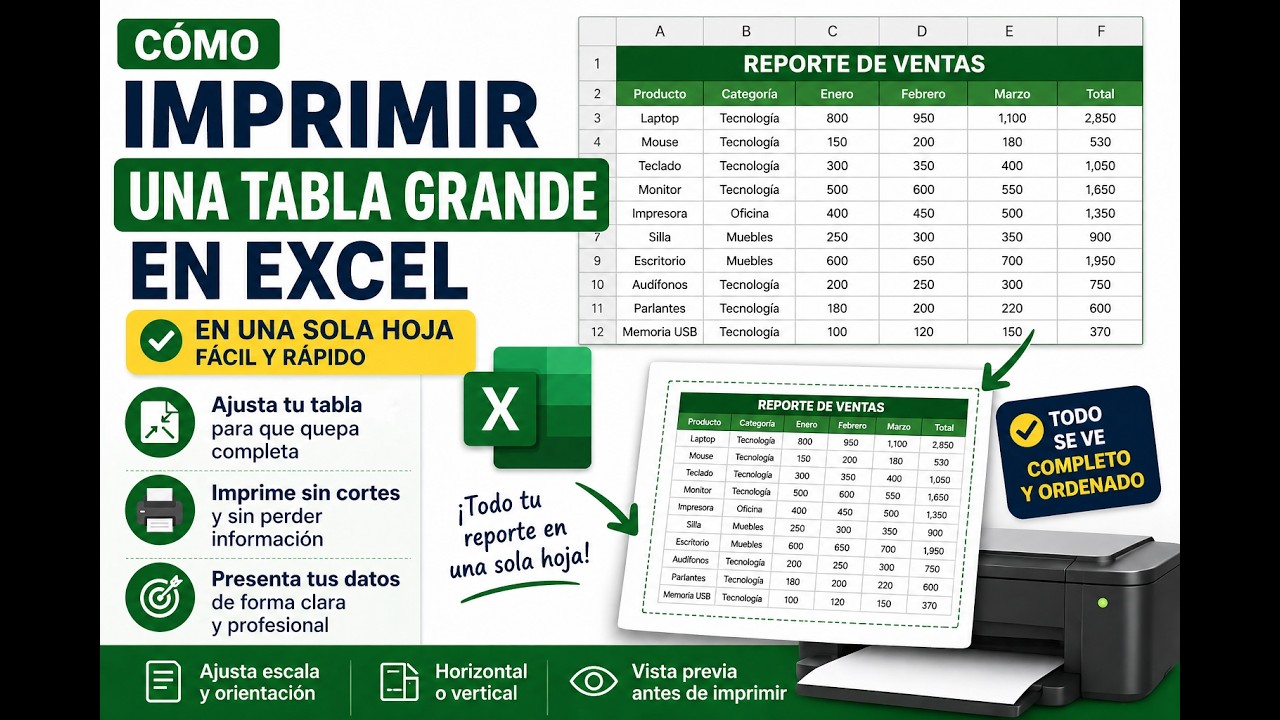 Cómo imprimir una tabla grande en Excel en una sola hoja (FÁCIL) - YouTube