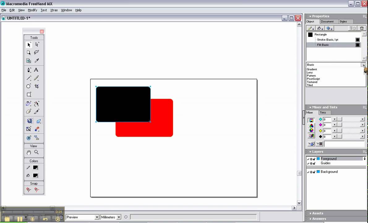 invert colours macromedia freehand