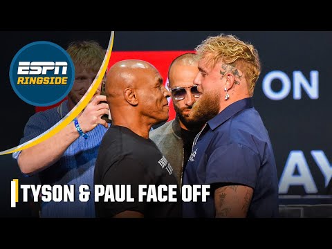 Mike Tyson & Jake Paul face off before boxing bout 👀 | ESPN Ringside