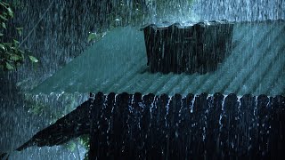 Instant Sleep Well with Heavy Pouring Rain on Metal roof & Powerful Thunder at Night | White Noise