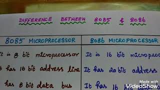 Difference between 8085 and 8086 microprocessor