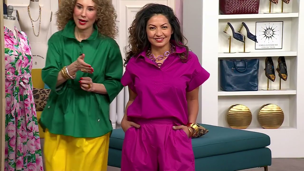 Carla Rockmore Collection Cotton Poplin Short Sleeve Henley Shirt on QVC