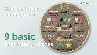 [ Difficulty3 -Hard ]9 Basic embroidery stitches, Cyanfour 4 Stage Embroidery kit for Beginners