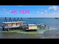 Houses on stilts plus Shark in Biscayne Bay, Miami, FL, 4K HDR