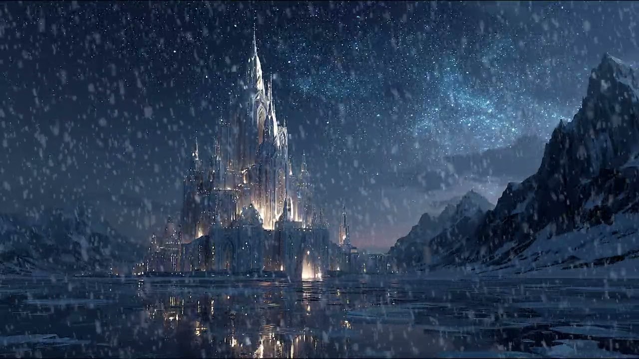 A Peaceful Night in a Forgotten Castle with Soft Piano Echoes and Cozy Silence