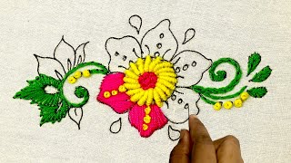 Gorgeous Royal Hand Embroidery flower designs with classical embroidery stitches - flower embroidery