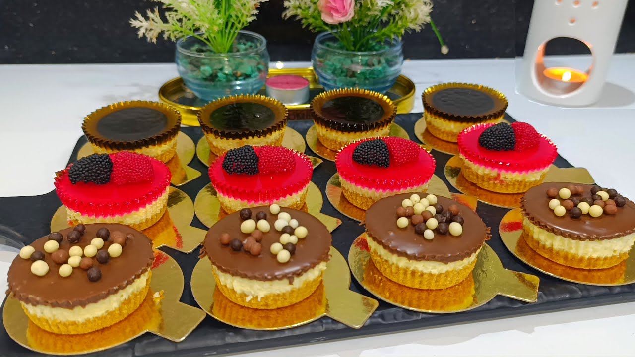 أسهل و أسرع ميني تشيز كيك  بمذاقات مميزة💥بدون بيض ولا كريمة ولا ماسكاربون لذيذ تايحمق