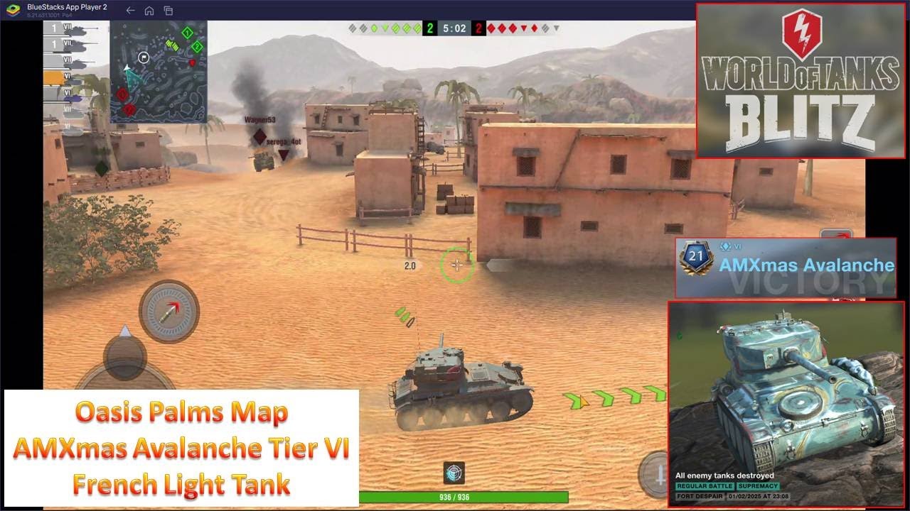 [*/\*] World of Tanks Blitz - Oasis Palms Map - Play with AMXmas Avalanche TIER VI Light Tank