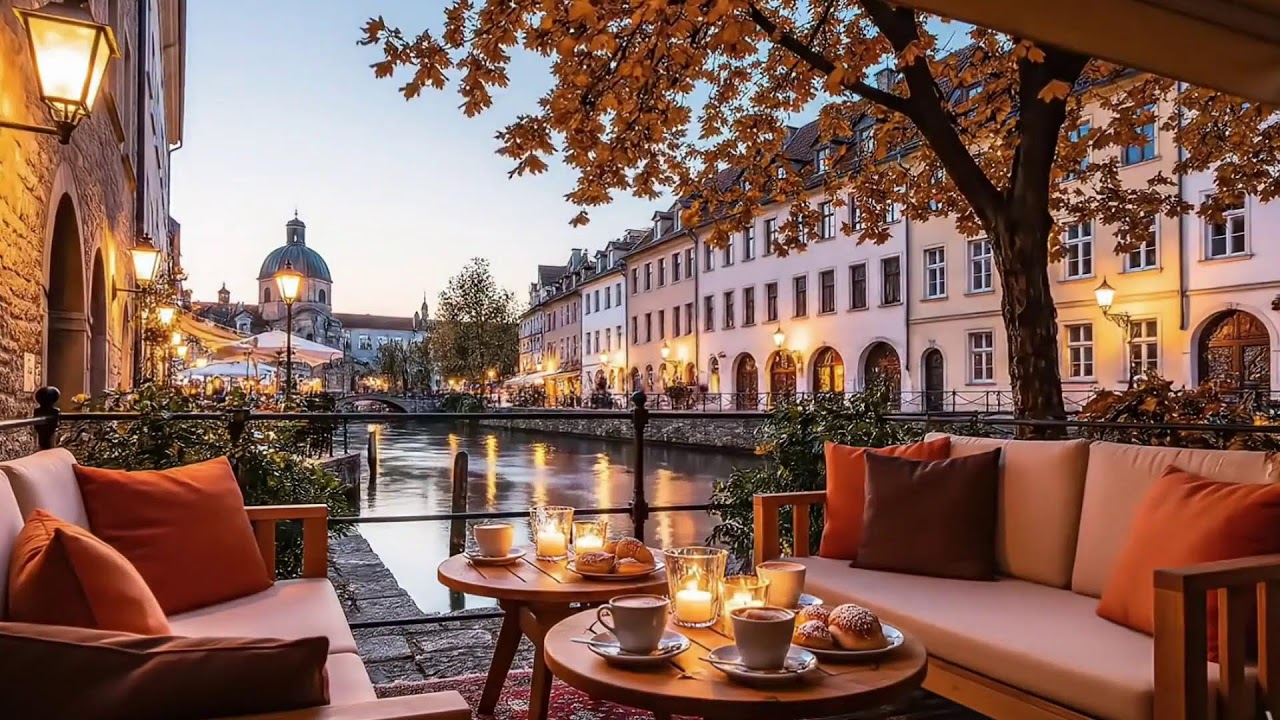 Autumn River Jazz Café Tour – European Old Town Ambience For Study And Relaxation